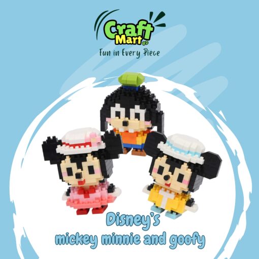 Mickey Minnie and Goofy Brick Sets Build the Magic