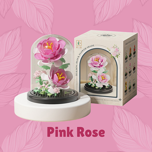 Red Rose by Building Block Flower with Cover