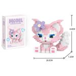 LinaBell building blocks DIY model kit showing the finished pink fox figure next to the product box.