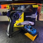 Blue BMW M4 1:64 Mini Alloy RC Drift Car by YEGAO with LED headlights, black rear spoiler and 2.4GHz remote controller