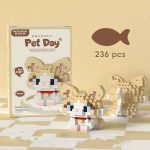 Minuet Napoleon Cat Building Blocks 236-piece cream and white short-legged cat model K217