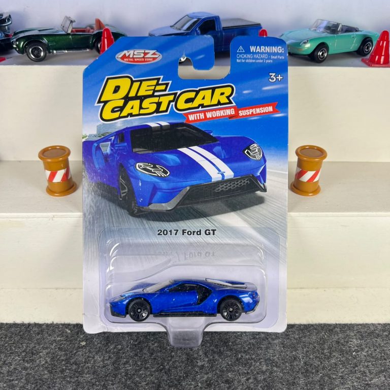 Ford 2017 GT blue diecast car with black wheels and working suspension – MSZ