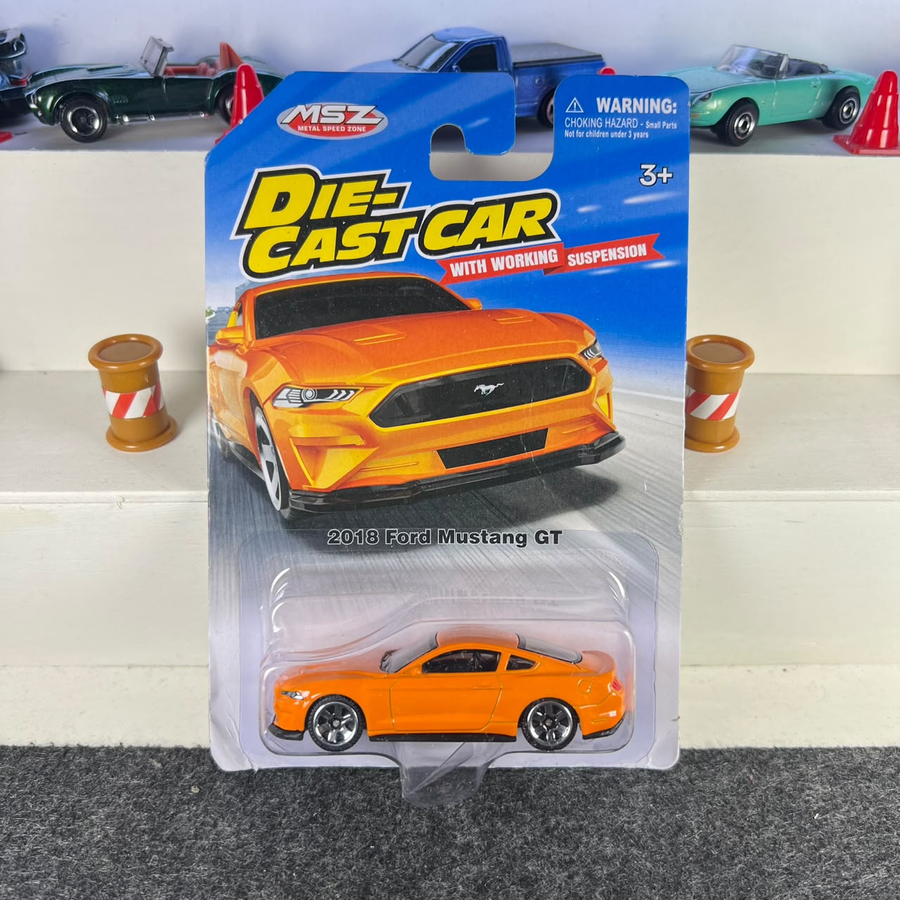 Ford 2018 Mustang GT orange diecast car with silver wheels and working suspension – MSZ Ford 2018 Mustang GT orange diecast car with silver wheels and working suspension – MSZ