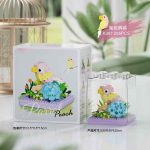 Peach Parrot Building Blocks 205-piece bird and flowers with transparent stackable dust cover K397 MEKANSM