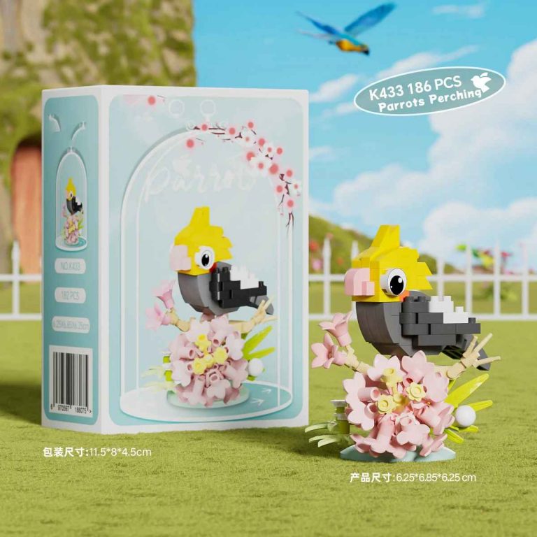 Grey Cockatiel Parrot Building Blocks 186-piece yellow-crested bird on floral perch K433 MEKANSM Select 85 more words to run Humanizer.