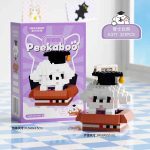Bichon Frise Pet Box Building Blocks 321-piece graduate puppy with black cap and book-style box K377 Peekaboo
