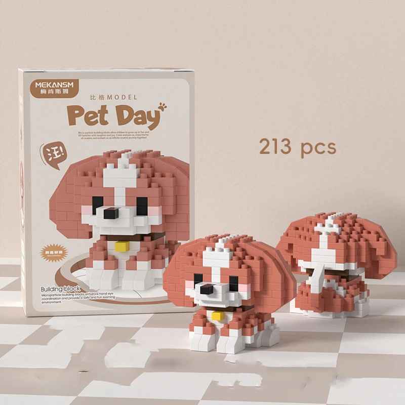 Beagle Dog Building Blocks 213-piece brown and white puppy model with floppy ears K211