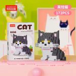 British Shorthair Building Blocks 172-Piece Grey and White Cat by LELE BROTHER