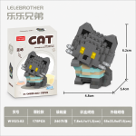 Grey Cat Building Blocks 175-Piece Model with Striped Sweater by LELE BROTHER