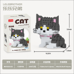 British Shorthair Building Blocks 172-Piece Grey and White Cat by LELE BROTHER
