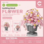 Pink Wedding Orchid Building Blocks 205-piece flower arrangement in a decorative grey pot model 7224