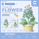 Blue Hyacinth Potted Plant Building Blocks No. 7220 with blue flowers, green leaves and yellow pot