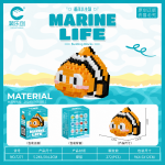 Clownfish Marine Life 7271 Micro Building Blocks 272-piece orange fish model with black and white stripes