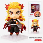 Kyojuro Rengoku 1541 Nendoroid style figure with flame-patterned cape, yellow red hair and sword accessory
