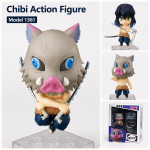 Inosuke Hashibira 1361 Nendoroid style figure with boar mask, alternate head and dual serrated swords