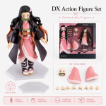 Nezuko Kamado 508DX articulated action figure with pink kimono, bamboo muzzle, interchangeable hands and display stand