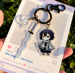 Obanai Iguro Demon Slayer acrylic character charm with serpent sword, snake charm and metal clasp