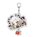 Daki Demon Slayer cat acrylic character charm with white hair, red markings, decorative pendant and metal clasp