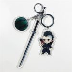 Genya Shinazugawa Demon Slayer acrylic character charm with sword, round decorative charm and metal clasp