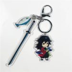 Giyu Tomioka Demon Slayer acrylic keychain charm with blue sword and fish accessory