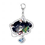 Giyu Tomioka Demon Slayer cat acrylic character charm with patterned haori, water pendant and metal clasp