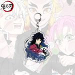 Giyu Tomioka Demon Slayer acrylic character charm with signature haori, water design and metal clasp