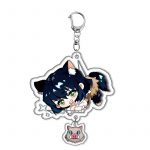Inosuke Hashibira Demon Slayer cat acrylic character charm with boar mask pendant and metal clasp