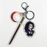 Kokushibo Demon Slayer acrylic character charm with sword, crescent decorative charm and metal clasp