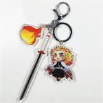 Kyojuro Rengoku Demon Slayer acrylic character charm with sword, flame charm and metal clasp