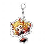 Kyojuro Rengoku Demon Slayer cat acrylic character charm with flame hair, decorative pendant and metal clasp