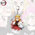 Kyojuro Rengoku Demon Slayer acrylic character charm with flame-themed artwork and metal clasp