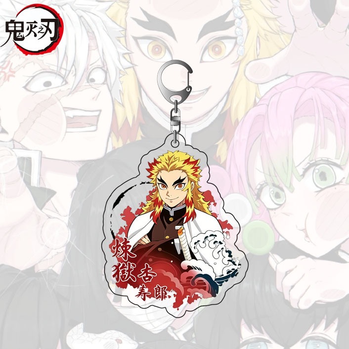 Kyojuro Rengoku Demon Slayer acrylic character charm with flame-themed artwork and metal clasp Kyojuro Rengoku Demon Slayer acrylic character charm with flame-themed artwork and metal clasp