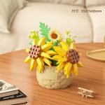 Sunflower Flower Basket Building Blocks M3083 with white daisies and rounded cream woven basket