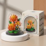 Echinops Building Blocks M3117 with orange flowers transparent dust cover and black display base