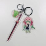 Mitsuri Kanroji Demon Slayer acrylic character charm with sword, decorative charm and metal clasp