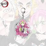 Mitsuri Kanroji Demon Slayer acrylic character charm with pink and green hair and metal clasp
