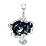 Muichiro Tokito Demon Slayer cat acrylic character charm with teal hair, mist pendant and metal clasp