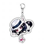 Muzan Kibutsuji Demon Slayer cat acrylic character charm with white hat, dangling decorative charm and metal clasp