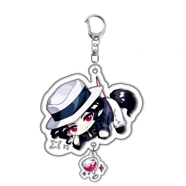 Muzan Kibutsuji Demon Slayer cat acrylic character charm with white hat, dangling decorative charm and metal clasp