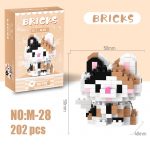 Calico Cat Building Blocks 202-Piece Black White and Brown Mini Pet Model M-28