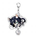 Obanai Iguro Demon Slayer cat acrylic character charm with striped haori, snake pendant and metal clasp
