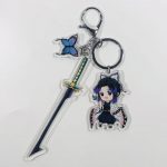 Shinobu Kocho Demon Slayer acrylic character charm with sword and butterfly accessories