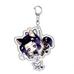 Shinobu Kocho Demon Slayer cat acrylic character charm with butterfly pendant and metal clasp