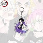 Shinobu Kocho Demon Slayer acrylic character charm with purple artwork and metal clasp