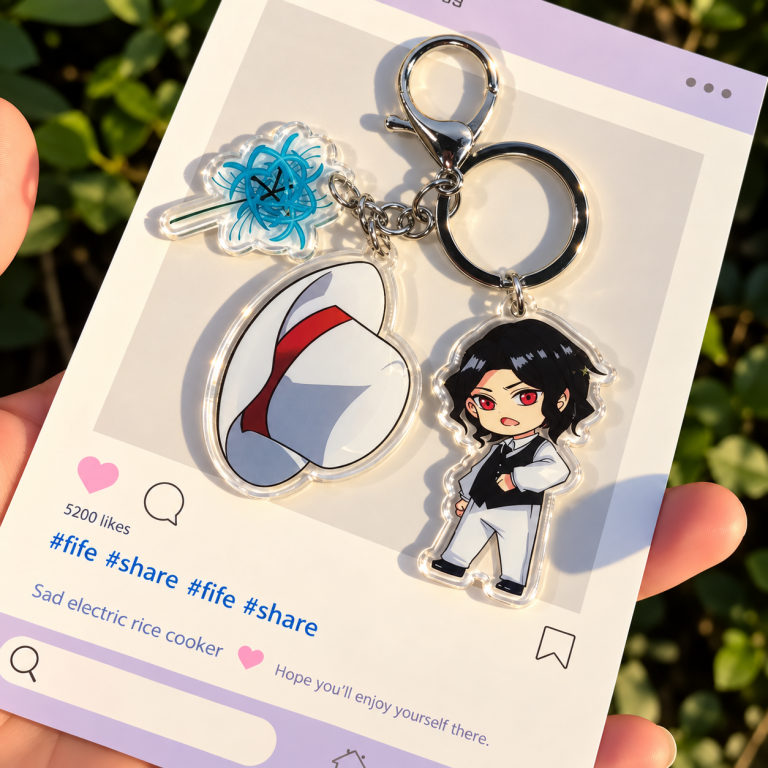 Muzan Kibutsuji Demon Slayer acrylic character charm with white hat charm and blue flower charm