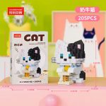 Black and White Cat Blocks 205-Piece Model with Scratching Post by LELE BROTHER