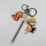 Zenitsu Agatsuma Demon Slayer acrylic character charm with sword, orange decorative charm and metal clasp