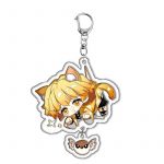 Zenitsu Agatsuma Demon Slayer cat acrylic character charm with yellow hair, decorative pendant and metal clasp