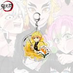 Zenitsu Agatsuma Demon Slayer acrylic character charm with yellow haori, sword and metal clasp