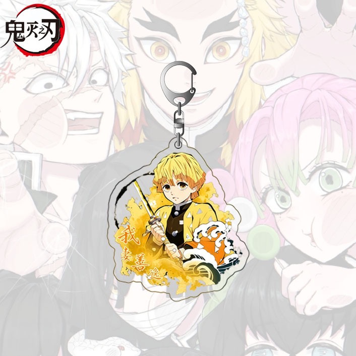 Zenitsu Agatsuma Demon Slayer acrylic character charm with yellow haori, sword and metal clasp Zenitsu Agatsuma Demon Slayer acrylic character charm with yellow haori, sword and metal clasp